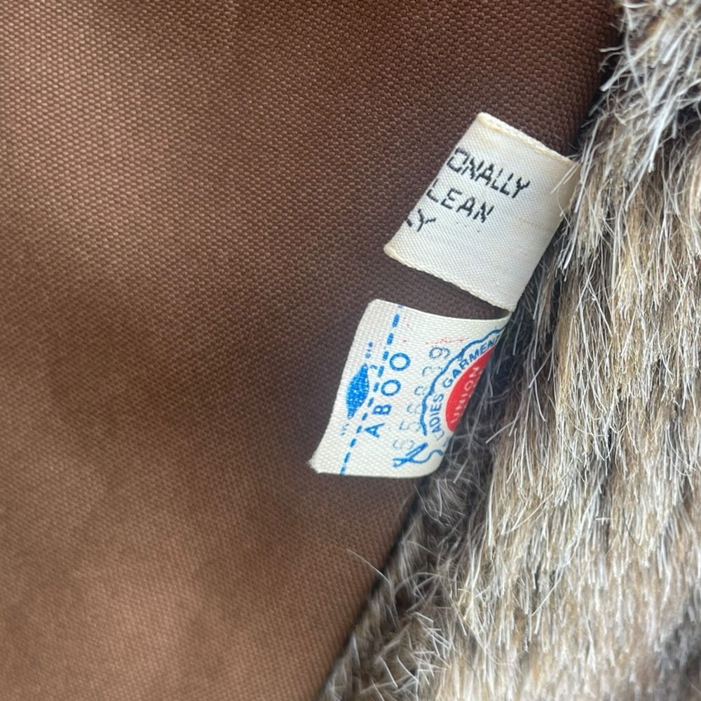 VTG Mid Century 50s 60s Brown Coat with Faux Fur Trim - Picture 7 of 8